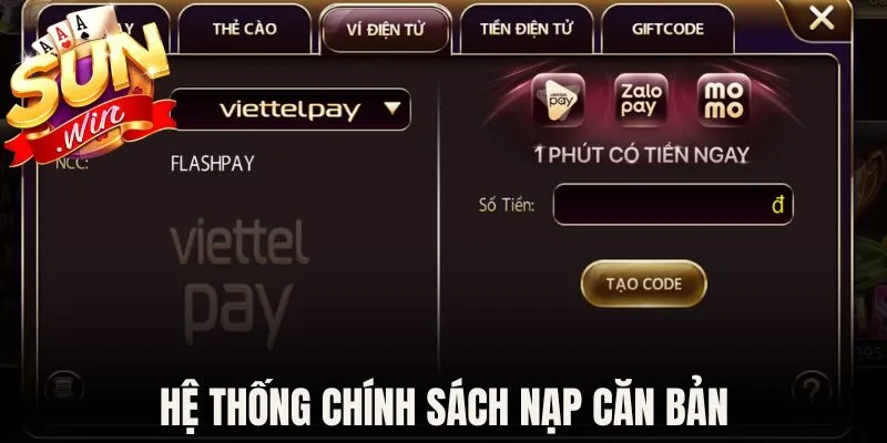 Nạp Tiền Sunwin - Hướng Dẫn Thực Hiện Cấp Điểm Cược 2026 3 Hệ thống chính sách nạp căn bản