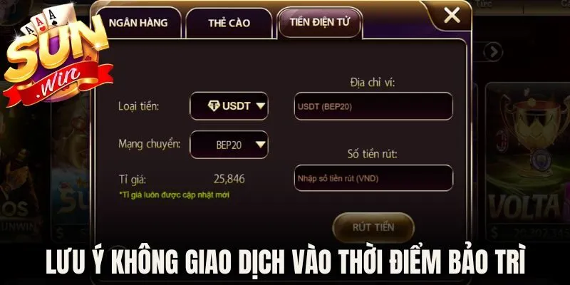 Lưu ý không giao dịch vào thời điểm bảo trì
