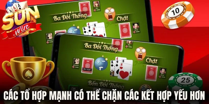 Tiến Lên Đếm Lá Sunwin - Nắm Luật Chuẩn Để Đọc Thế Bài 4 Các tổ hợp mạnh có thể chặn các kết hợp yếu hơn